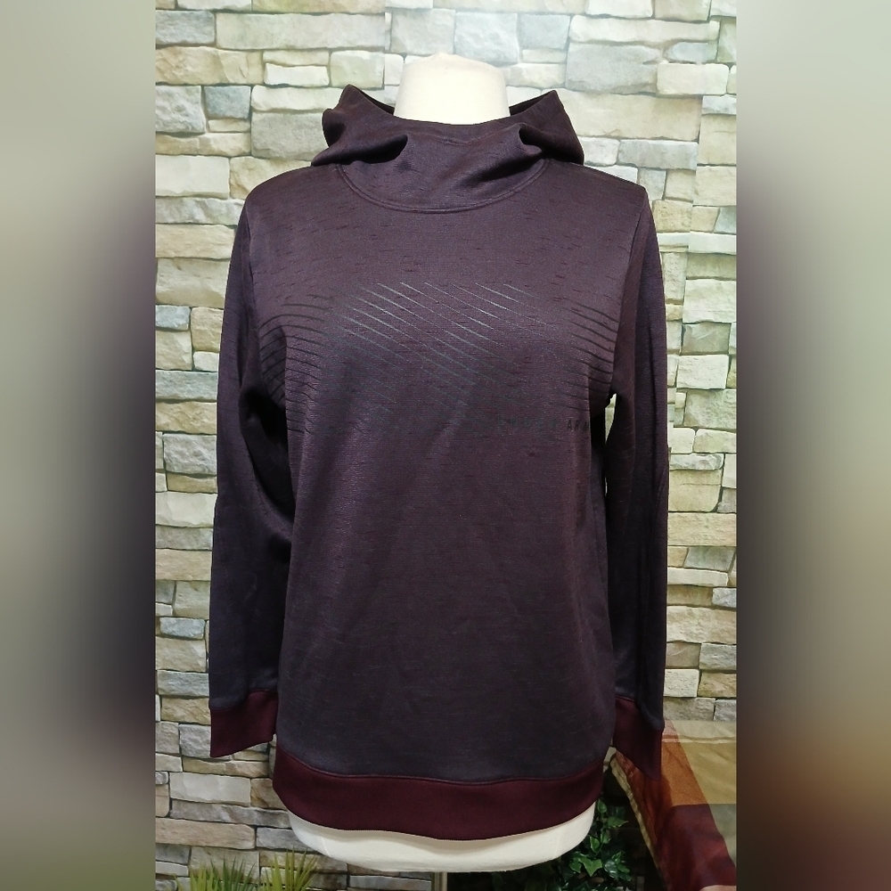 Under Armour Womens Large Coldgear Pullover Hoodie Plum Black Maroon